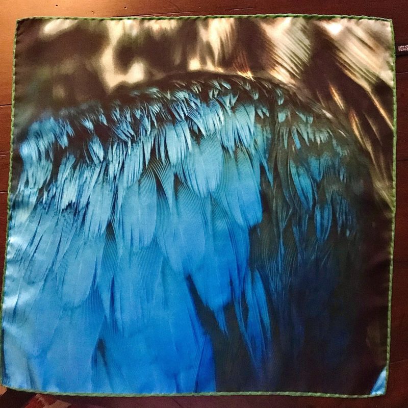 Blue Wing Scarf in Silk 90cm x 90cm